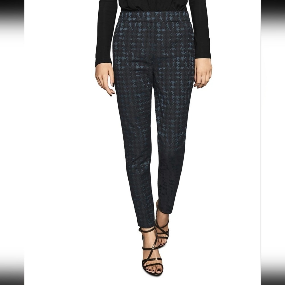 Reiss Laura Metallic Houndstooth‎ Skinny Pants in Petrol Blue & Black Size 8